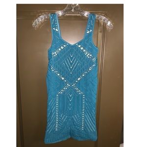 Free People skin tight blue mini dress
